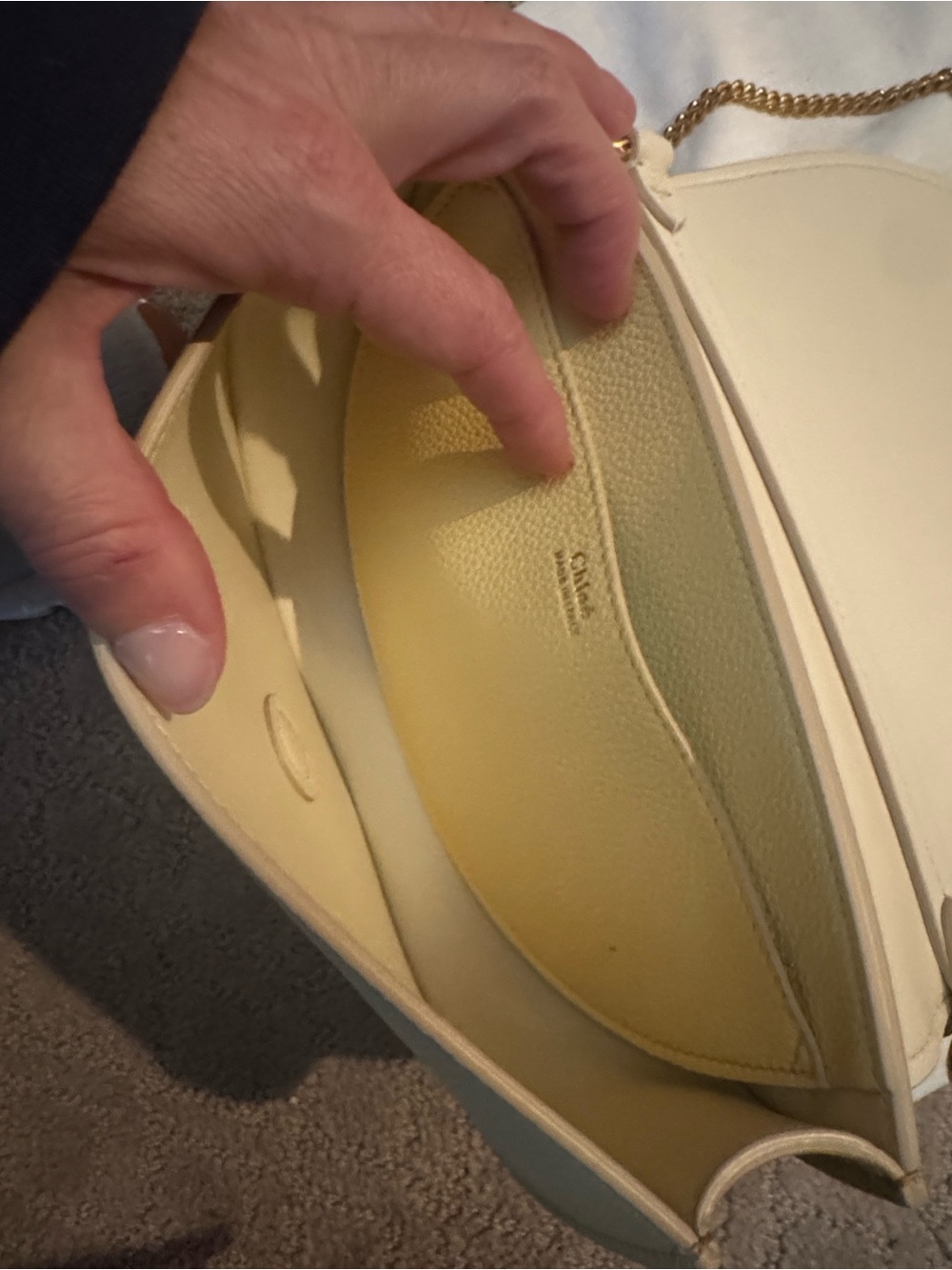 Chloé Two-Tone Cream and Pale Yellow Crossbody Saddle Bag - Picture 2 of 5